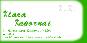 klara kapornai business card