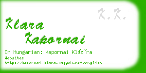 klara kapornai business card